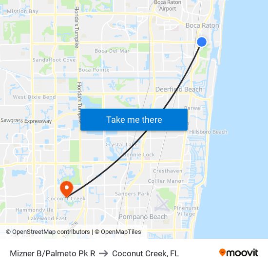 MIZNER B/PALMETO PK R to Coconut Creek, FL map