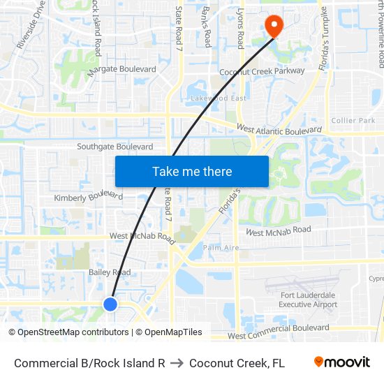 Commercial B/Rock Island R to Coconut Creek, FL map