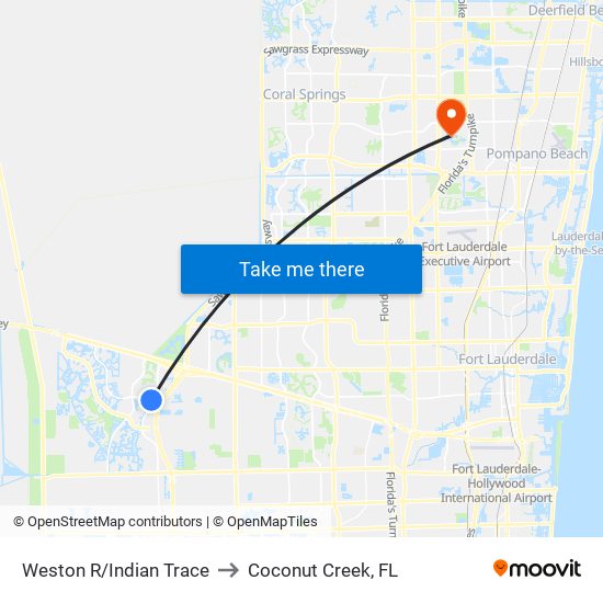 WESTON R/INDIAN TRACE to Coconut Creek, FL map