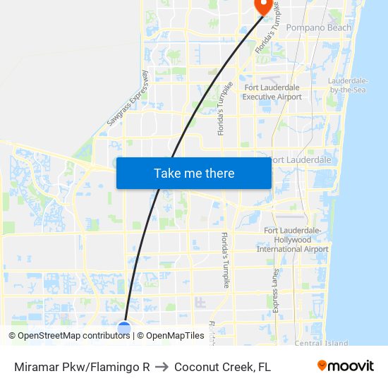 Miramar Pkw/Flamingo R to Coconut Creek, FL map