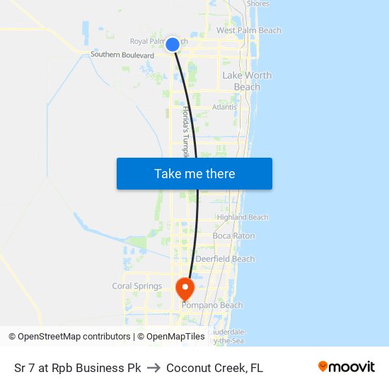 Sr 7 at  Rpb  Business Pk to Coconut Creek, FL map