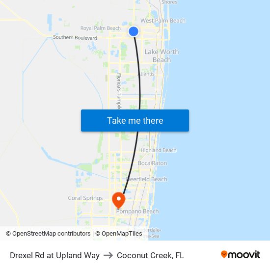 Drexel Rd at  Upland Way to Coconut Creek, FL map