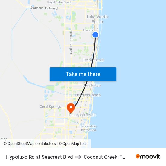 HYPOLUXO RD at SEACREST BLVD to Coconut Creek, FL map