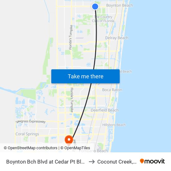 Boynton Bch Blvd at Cedar Pt Blvd 2 to Coconut Creek, FL map