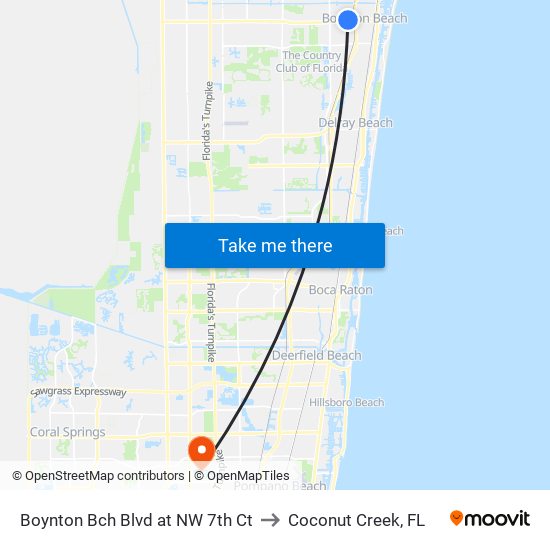 Boynton Bch Blvd at NW 7th Ct to Coconut Creek, FL map