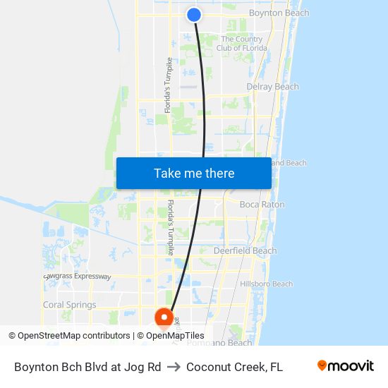 Boynton Bch Blvd at Jog Rd to Coconut Creek, FL map