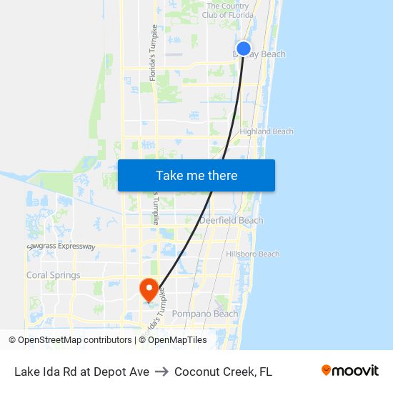 Lake Ida Rd at  Depot Ave to Coconut Creek, FL map
