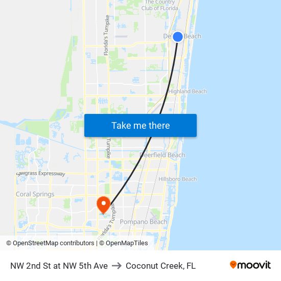 NW 2ND ST at  NW 5TH AVE to Coconut Creek, FL map