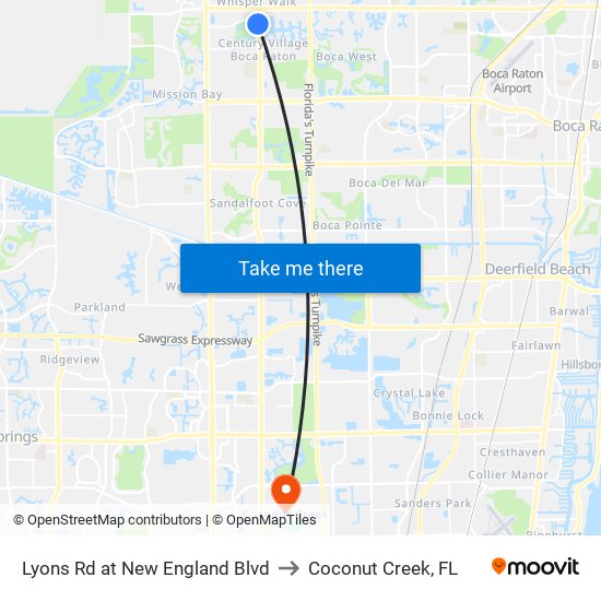 Lyons Rd at  New England Blvd to Coconut Creek, FL map