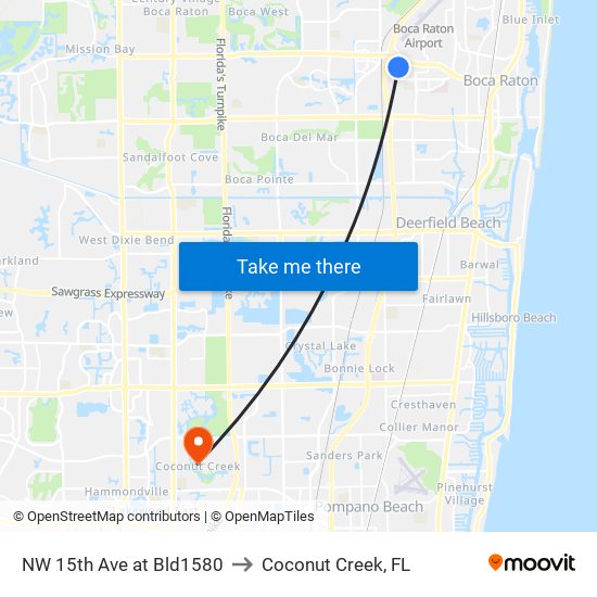 NW 15th Ave at Bld1580 to Coconut Creek, FL map