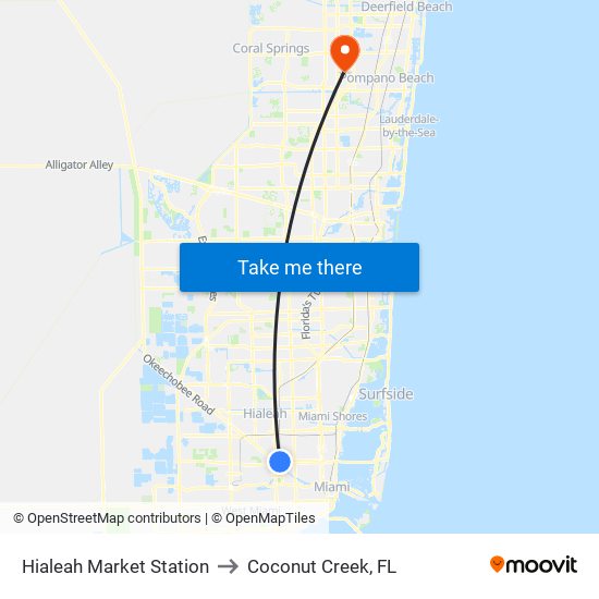 Hialeah Market Station to Coconut Creek, FL map