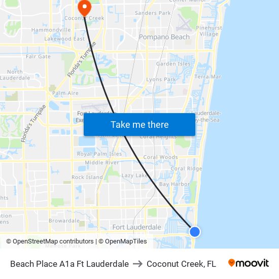 Beach Place A1a Ft Lauderdale to Coconut Creek, FL map