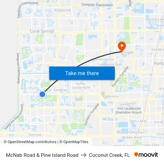 McNab Road & Pine Island Road to Coconut Creek, FL map