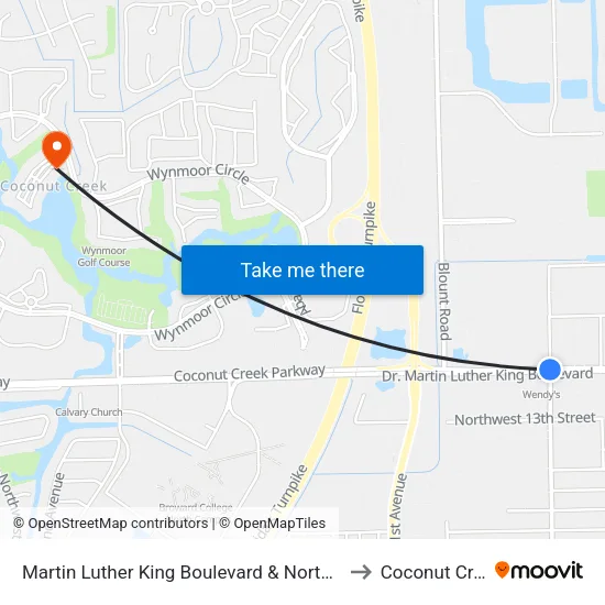 Martin Luther King Boulevard & Northwest 27th Avenue to Coconut Creek, FL map
