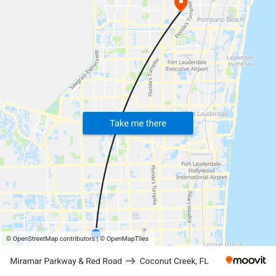 Miramar Parkway & Red Road to Coconut Creek, FL map