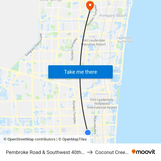 Pembroke Road & Southwest 40th Avenue to Coconut Creek, FL map