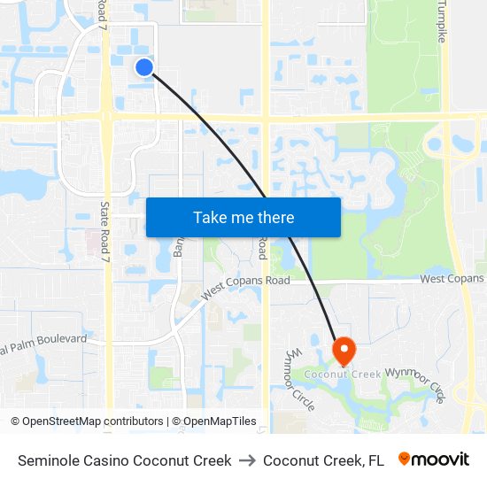 Seminole Casino Coconut Creek to Coconut Creek, FL map