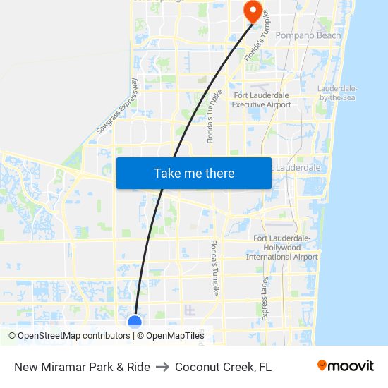 New Miramar Park & Ride to Coconut Creek, FL map