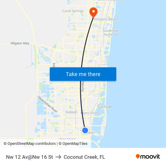 Nw 12 Av@Nw 16 St to Coconut Creek, FL map