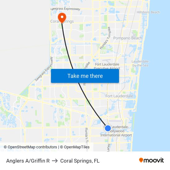 Anglers A/Griffin R to Coral Springs, FL map