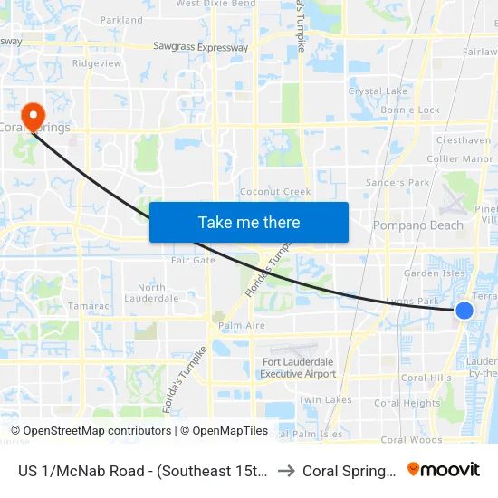 US 1/McNab Road - (Southeast 15th Street) to Coral Springs, FL map