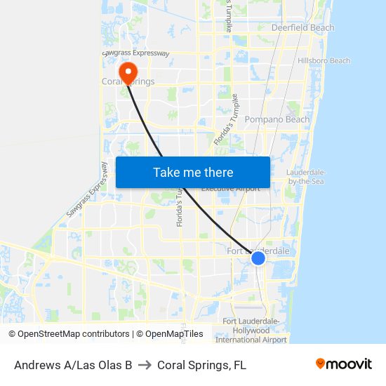 Andrews A/Las Olas B to Coral Springs, FL map