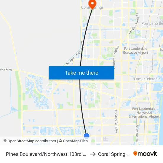 Pines Boulevard/Northwest 103rd Avenue to Coral Springs, FL map