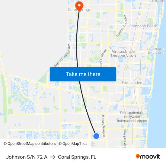 JOHNSON S/N 72 A to Coral Springs, FL map