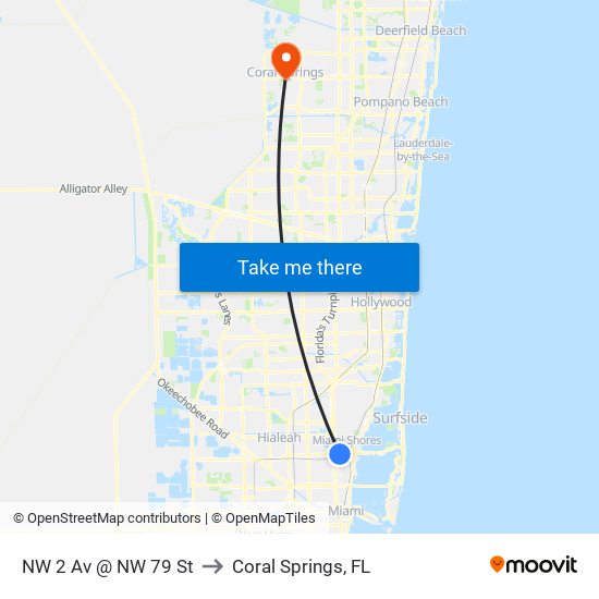 NW 2 Av @ NW 79 St to Coral Springs, FL map