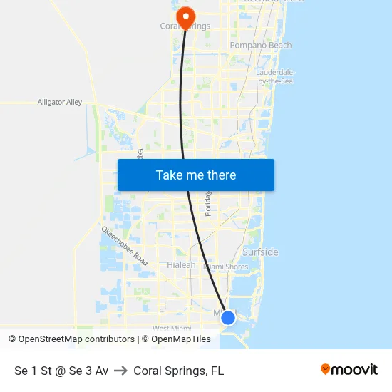 Se 1 St @ Se 3 Av to Coral Springs, FL map