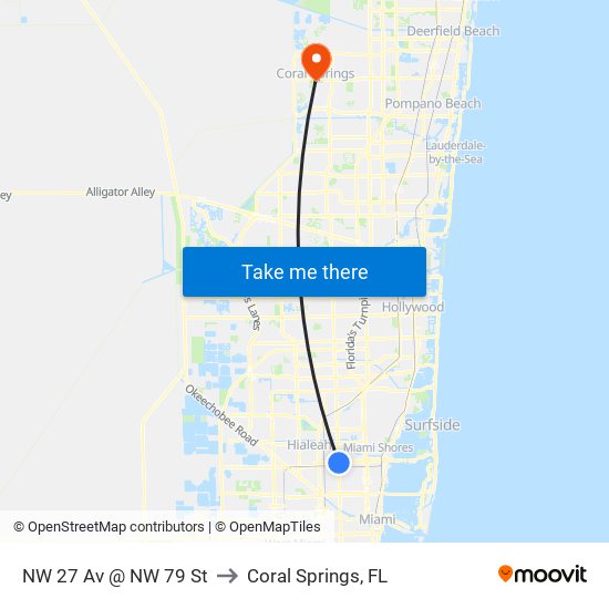 NW 27 Av @ NW 79 St to Coral Springs, FL map