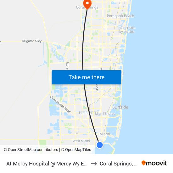 At Mercy Hospital @ Mercy Wy Exit to Coral Springs, FL map