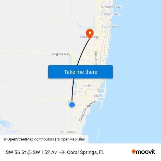 SW 56 St @ SW 152 Av to Coral Springs, FL map