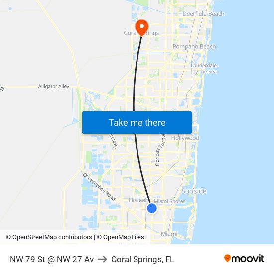 NW 79 St @ NW 27 Av to Coral Springs, FL map