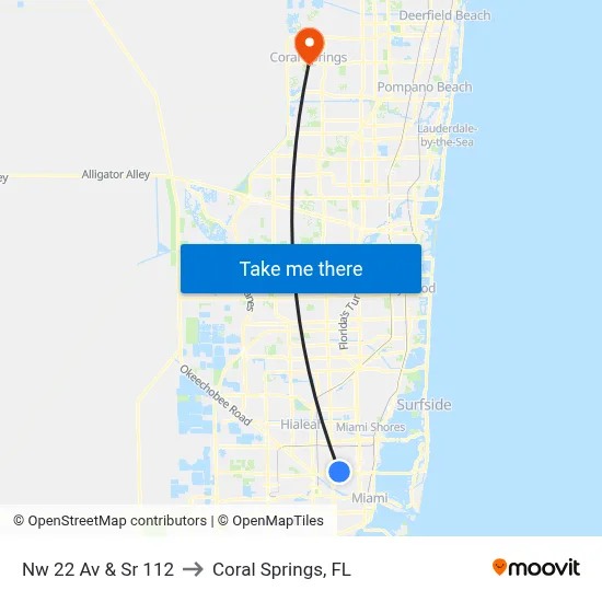 Nw 22 Av & Sr 112 to Coral Springs, FL map