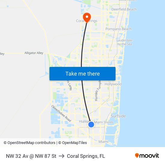 NW 32 Av @ NW 87 St to Coral Springs, FL map