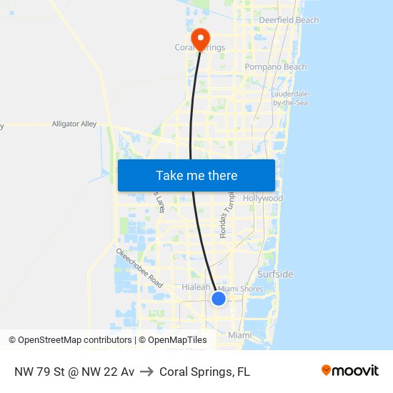 NW 79 St @ NW 22 Av to Coral Springs, FL map