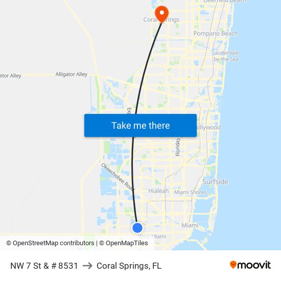 NW 7 St & # 8531 to Coral Springs, FL map