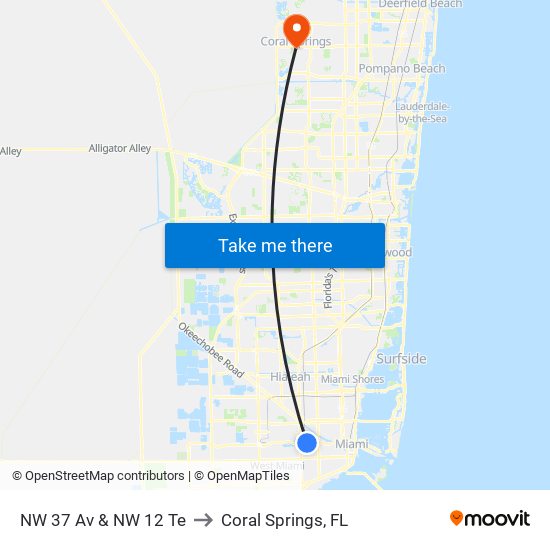 NW 37 Av & NW 12 Te to Coral Springs, FL map