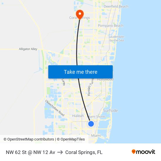 NW 62 St @ NW 12 Av to Coral Springs, FL map