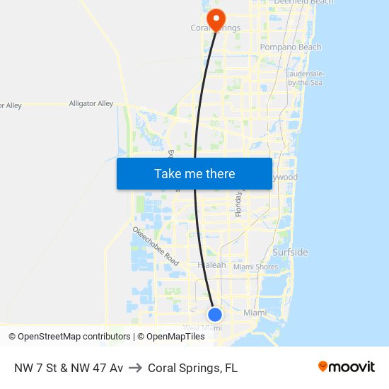 NW 7 St & NW 47 Av to Coral Springs, FL map