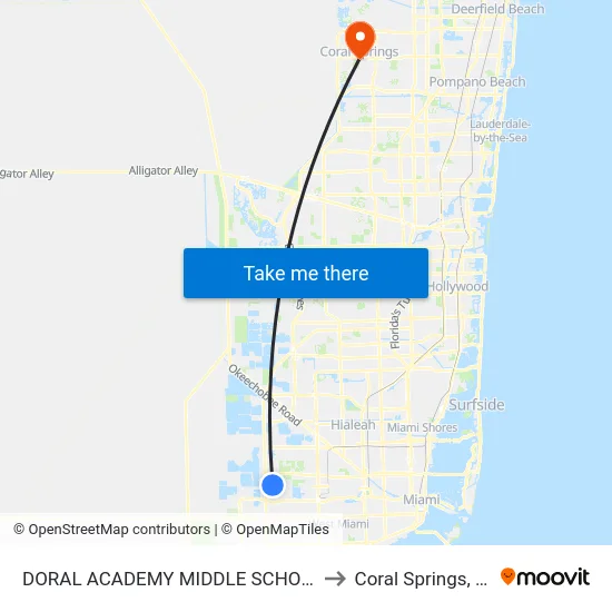 Doral Academy Middle School to Coral Springs, FL map