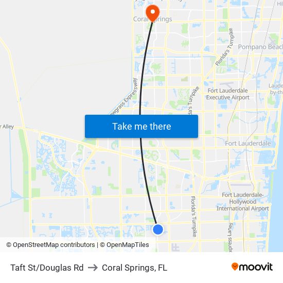 TAFT ST/DOUGLAS RD to Coral Springs, FL map