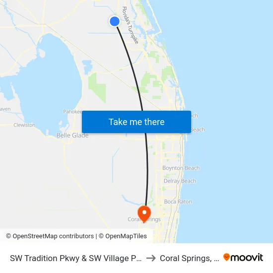 SW Tradition Pkwy & SW Village Point to Coral Springs, FL map