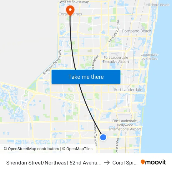 Sheridan Street/Northeast 52nd Avenue - (Sheridan Technical) to Coral Springs, FL map