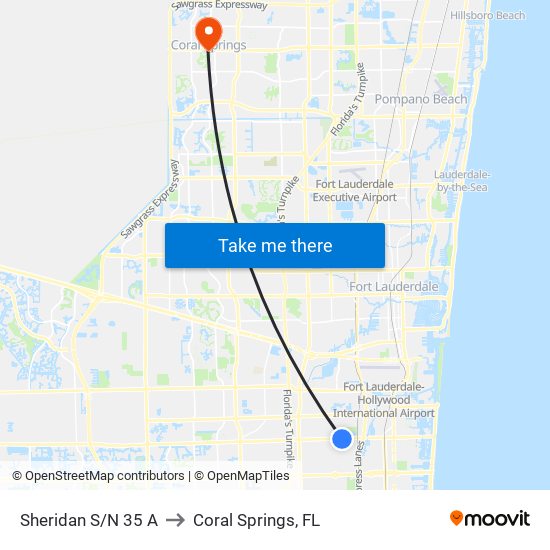 Sheridan S/N 35 A to Coral Springs, FL map