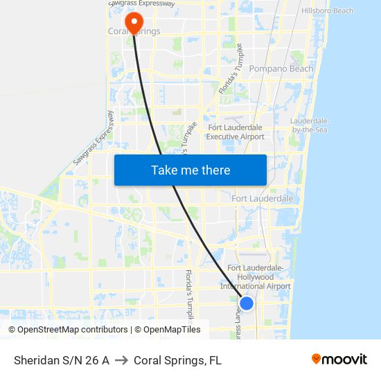 Sheridan S/N 26 A to Coral Springs, FL map