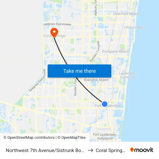 Northwest 7th Avenue/Sistrunk Boulevard to Coral Springs, FL map