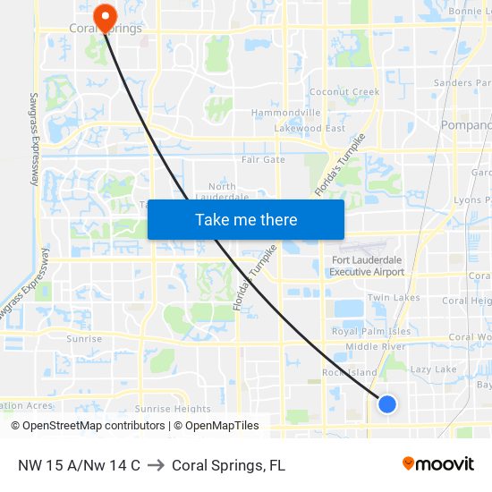 NW 15 A/Nw 14 C to Coral Springs, FL map