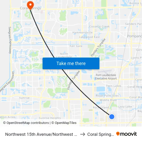 Northwest 15th Avenue/Northwest 14th Court to Coral Springs, FL map